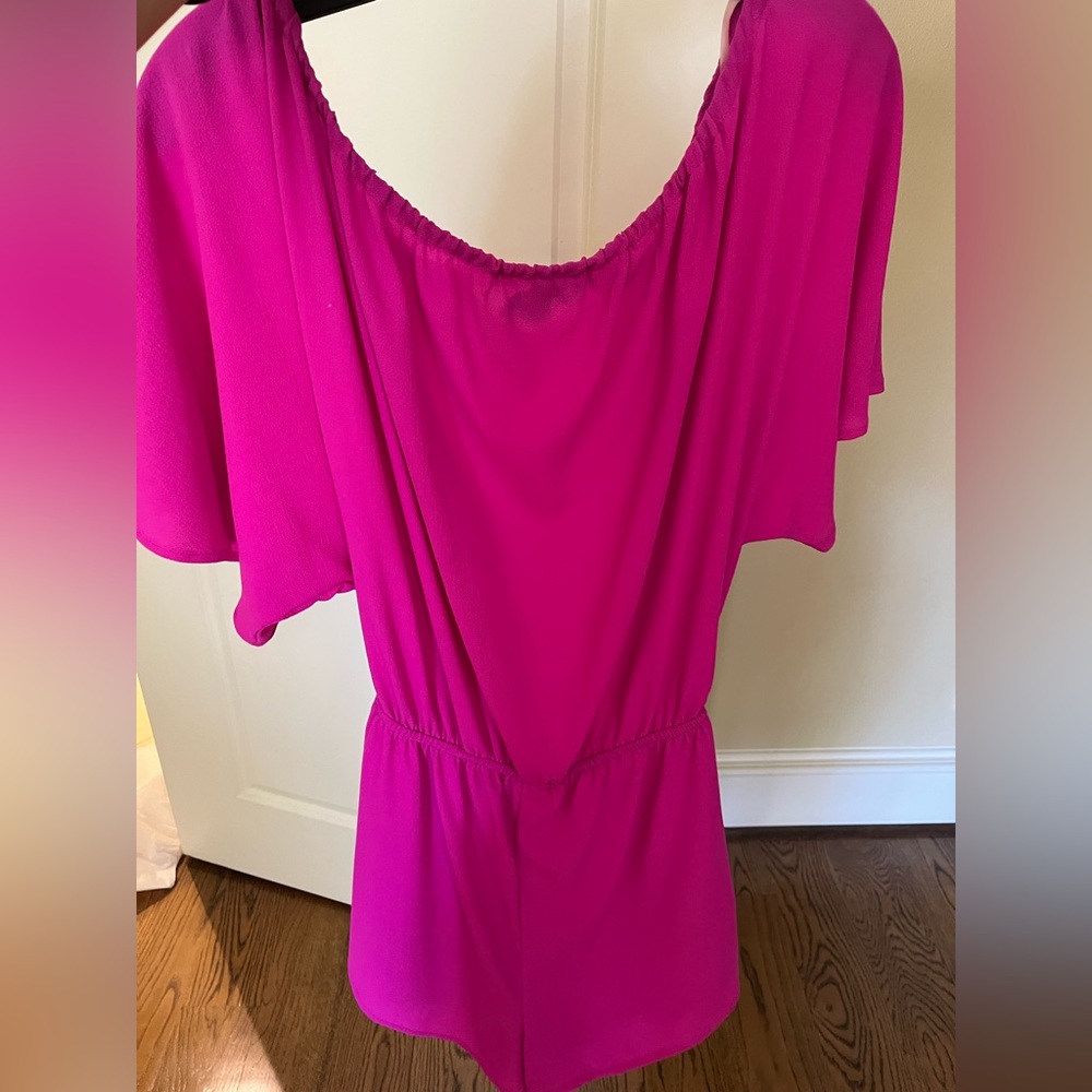 Off the Shoulder Fuchsia Romper